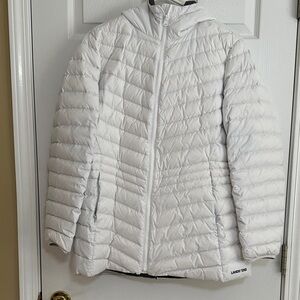 Lands' End Packable Puffer White Jacket Women’s Large